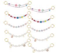 DELORIGIN 10pcs Pearl Shoe Charms Chains Acrylic Flower Shoelaces Decoration Charms Beaded Shoe Ornaments Chains Word LOVE Double Strand Chain for Casual Clog Shoes Sandals Keychains