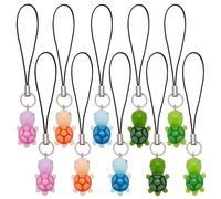 DELORIGIN 10pcs Tortoise Mobile Straps, 5 Colors Resin Turtle Phone Charms Decorative Hanging Charms Lanyard Charms for Women Purse Keychain Pendants Moblie Phone Cases Home Decoration