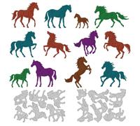 DELORIGIN 12 Styles Horse Cutting Dies Card Making Metal Die Cut Stencils Scrapbooking Embossing Template Dies Supplies for DIY Paper Invitation Craft Photo Albums Gift Greeting Card Decor