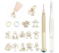 DELORIGIN 126pcs Dangle Nail Art Charms Sets 12 Constellations Pendant Nail Jewelry Rings with Nail Piercing Tool Hand Drill Gels Decorations for Women DIY Nail Design Tips Craft Jewelry Making