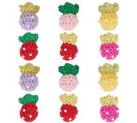 DELORIGIN 12pcs Knitted Mini Strawberries Charms Ornaments 6 Colors Hand Crochet Wool Ornaments Strawberries Plush Small Decorative for Jewellery Making DIY Christmas Costume Clothing Hat DIY Crafts