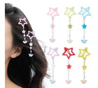 DELORIGIN 12PCS Stars Snaps Hair Clips 2000s Alloy Non Slip Metal Colorful Star Hairclips Acrylic Butterfly Pearl Charms Small Hair Decorate Accessories for Women