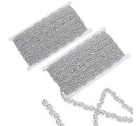 DELORIGIN 14.2 Yards (13m) Filigree Lace Trim, 5/8 inch (15mm) Gimp Braid Trim Wavy Polyester Lace Ribbon Metallic Upholstery Braided Lace Trim for Curtain Home Decor DIY Crafts Costume, Silver