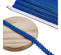 DELORIGIN 14 Yards Blue Gimp Braid Trim for Sewing, 0.5inch Decorative Fabric Trim Polyester Sewing Trim Ribbon Woven Curtain Fabric Trim for Upholstery Sewing Hand Crafts Costume Home Decorative