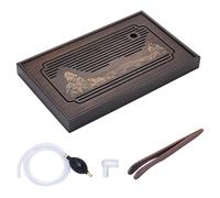 DELORIGIN 15 Inch Bamboo Tea Tray with Water Storage Drainage Gongfu Tea Tray with Water Storage Box Chinese Kung Fu Serving Table Tea Ceremony Gift Set for Homes Offices Bars Box Teahouse