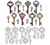 DELORIGIN 16pcs Retro Keys Metal Die Cuts, Vintage Card Making Carbon Steel Cutting Dies Cuts Stencils Scrapbooking Embossing Template for Greeting Cards Invitation Photo Album Decorations