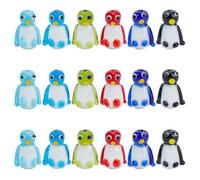 DELORIGIN 18Pcs Penguin Lampwork Beads 6 Colors Cartoon Animals Charms Jewelry Making 22mm Loose Round Spacer Glass Beads for DIY Necklace Bracelet Ring Earring Handmade Crafts Accessories
