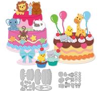 DELORIGIN 19 Styles Animal Cake Cutting Dies Card Making Die Cut Carbon Steel Die Cuts Stencils Card Scrapbooking Embossing Template Dies for Birthday Card DIY Paper Craft Making Albums Gift Decor