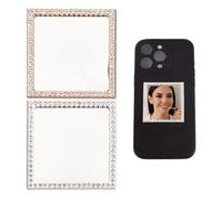 DELORIGIN 2 Colors Bling Mirror Decal Phone Back Adhesive Mirror Charm Sticker Square Make up Mirror with Zircon for Smartphone Phone Case Back Accessories Mobile Phone Stick-On Mirror Charms