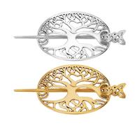 DELORIGIN 2 Colors Hair Clips Celtic Knot Pin BarrettesTree Of Life Silver Gold Hairpins Shawl Pins Hair Metal Slides Clip Viking Jewelry Minimalist Barrettes Accessories for Women Gift