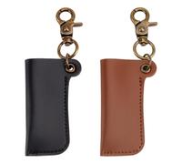 DELORIGIN 2 Colors Leather Lighter Case Holder with Alloy Swivel Clasps 4.7" Lighter Case Cover PU Leather Case Pouch with Shackles Portable Mini Bag for Standard Size Lighters Small Items