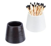 DELORIGIN 2 Pack Match Holder Ceramic White Black Match Box House Matchstick Holder Pot Minimalist Cute Home Decor Matches Small Items Coins Container Jar for Kitchen Bathroom (Matches Not Included)