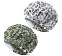 DELORIGIN 2 Pcs Flowers Leaves Scrub Cap Scroll pattern Adjustable Unisex Working Hat Navy Blue Sketch Victorian Style Bouffant Nurse Surgical Cap for Nurse Cooking Housework Dentist Beauty Salon