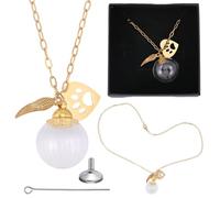 DELORIGIN 2 PCS Pet Ashes Keepsake Necklace Small Glass Pet Urn Necklace with Stainless Steel Paw & Wing Pendant & Box Gold Pets Fur Memorial Bottle Jewelry for Women Men Lost Dog Cat Sympathy Gift