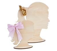 DELORIGIN 2 Sets Hair Bow Display Stand, 2 Sizes Wooden Head Silhouette Hairpin Holder Wooden Head Template Single Tail Silhouette Display Stand for DIY Crafts Selling Boutique Personal Exhibition