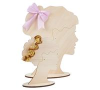 DELORIGIN 2 Sets Hairpin Display Stand, 2 Sizes Head Silhouette Hair Bow Holder Wooden Head Template Hair Bun Silhouette Showcase for DIY Crafts Fairs Booths Selling Boutique Personal Exhibition
