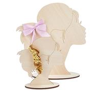 DELORIGIN 2 Sets Hairpin Display Stand, 2 Sizes Head Silhouette Hair Bow Holder Wooden Head Template Single Tail Silhouette Display Stand for DIY Crafts Selling Boutique Personal Exhibition