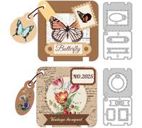 DELORIGIN 2 Sets Label Frame Cutting Dies Hang Tags Card Making Die Cut Carbon Steel Die Cuts Stencils Card Scrapbooking Embossing Template for Gift Labels Item Marks DIY Paper Craft Album Decor