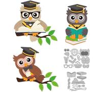 DELORIGIN 2 Sets Owl Cutting Dies 3 Styles 2025 Graduation Season Card Borders Stitch Die Cut Sewing Carbon Steel Die Cuts Stencils Card Making Scrapbooking Embossingb Template for Craft Card Decor