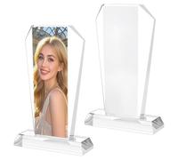 DELORIGIN 2 Sets Sublimation Crystal Blanks Transfer Printing Crystal Blank Medal Trophy with Gift Box Award Photo Picture Frame Tabletop Ornaments Clear Tabletop Decor for Christmas Wedding Memorial