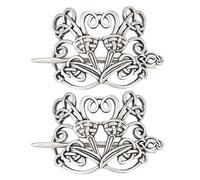 DELORIGIN 2 Sets Viking Hairpins Clips, Tibetan Style Knot Hair Accessories Hair Slide Hairpins Alloy Shawl Pins Metal Hair Barrette Vintage Hair Sticks for Women Scarf Sweater Decoration