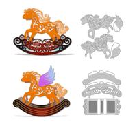 DELORIGIN 2 Styles 3D Rocking Horse Cutting Dies Card Making Die Cut Carbon Steel Die Cuts Stencils Scrapbooking Embossing Template Dies for DIY Craft Album Greeting Card Birthday Gift Decor