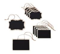 DELORIGIN 2 Styles Blackboard Slate Decanter Tag, 10pcs Mini Wooden Chalkboard Signs Custom Liquor Decanter Labels with Hanging String Message Board Tags for Weddings Place Cards Wine Bottle Whiskey