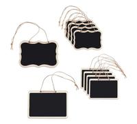 DELORIGIN 2 Styles Blackboard Slate Decanter Tag, Mini Wooden Chalkboard Signs 10pcs Table Numbers Tags Liquor Decanter Labels with Hanging String for Food Labels Wedding Parties Place Cards