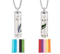 DELORIGIN 2 Styles Essential Oil Necklace Scent Diffuser Aromatherapy Pendant with 20 Felt Pads Hollow Feather Stainless Steel Perfume Necklace for Gift Christmas Birthday Valentine's Day