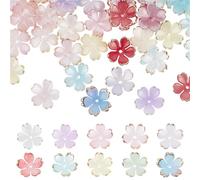 DELORIGIN 200Pcs 10 Colors Cherry Blossom Resin Beads 18mm Bulk Miniature Simulation Flower Beads Golden edge Petal Flora Spacer Bead Cap for Bracelets Necklaces Jewelry Making DIY Crafts Decor Charms