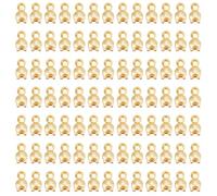DELORIGIN 200pcs 14K Gold Plated End Caps Brass Bead Tips Knot Cover Crimp Bead Tips Knotted Lid Metal Open Flap Folding Bead Tips End Caps for Jewelry Making DIY Crafts Bracelet Necklaces