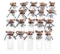 DELORIGIN 20Pcs Pet Fur Memorial Jar 20 Styles Sea Animals Theme Vial with Alloy Pendants Transparent Glass Empty Bottles for Ashes Or Hair Dog Or Cat Keepsake Pet Memorialize Gift