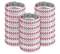 DELORIGIN 20pcs PU Leather Baseball Bracelet Adjustable Softball Basketball Sports Bracelets Athletes Bangle Cuff Wristband for Players Men Women Sports Teams Party Favors (White)