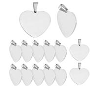 DELORIGIN 20Pcs Silver Stamping Blanks Metal Heart Charms Stainless Steel Engraving Blanks 1" Blank Pendant Stamping Tags With Hole for Necklace Bracelet Pet Collar ID Name Tags Jewelry Making