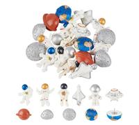 DELORIGIN 20Pcs Spacemen Push Pins Resin Planet Spaceship Rocket Push Pins 10 Styles Cute Space Theme Thumb Tacks for Photo Wall Map Cork Board Bulletin Board Home Office Decorations