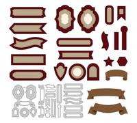 DELORIGIN 22 Styles Textbox Labels Cutting Dies Various Shape Label Card Making Die Stencil Carbon Steel Die Card Scrapbooking Embossing Template Dies for Greeting Cards Craft Album Invitation Decor