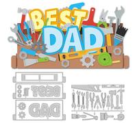 DELORIGIN 23 Styles 3D Toolbox Word Cutting Dies Card Making Best DAD Die Cut Carbon Steel Die Cuts Stencils Scrapbooking Embossing Template Dies for Father's Day DIY Craft Albums Card Decor