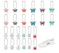 DELORIGIN 24Pcs Butterfly Shoelace Charms, 12Styles Alloy Shoes Decoration Charms Shoe Clips with Iron Ball Chains Boots Charm Pendant for Sneakers Martin Badge Holder Wedding Gift Dress