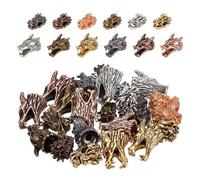 DELORIGIN 24pcs Dragon Head Spacer Beads, 2 Styles Antique Dragon Tibetan Style Good Luck Charms Alloy Beads for DIY Bracelet Necklace Earrings Jewelry Making Craft Supplies