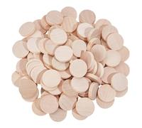 DELORIGIN 250pcs Unfinished Round Wooden Circles 1" Blank Beech Wood Cutouts Pieces Thick Slices Wood Ornaments for Arts DIY Wood Craft Projects Painting Carving Engraving Home Decor