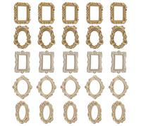 DELORIGIN 25Pcs 5 Styles Mini Resin Picture Frame Vintage Gold Photo Frame Tiny Antique Frames Miniature Oval Rectangle Wall Hanging Frame Ornament for DIY Crafts Desktop Party Decorate Props