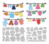 DELORIGIN 25style Cute Clothing Cutting Dies Small Clothes Card Making Die Stencil Carbon Steel Die Cuts Card Scrapbooking Embossing Template Dies for Greeting Cards Paper Craft Album Invitation Decor