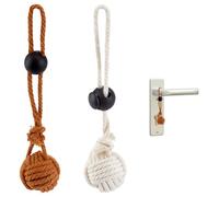 DELORIGIN 2Colors Oceans Rope Bell Pull, 2pcs Cotton Bell Pendant Decoration with Plastic Spring Cord Locks, Lanyards for Keys Small Rustic Bell Kont for Keychain Door Knob Hanger Hanging Decor Gifts
