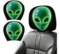 DELORIGIN 2PCS Alien Car Headrest Cover Elastic Car Seat Headrest Protector Universal Washable Auto Head Rest Pillow Cover for Suv Sedan Van Truck Women Men Vehicle Interior Accessories Gift