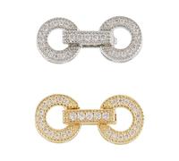 DELORIGIN 2pcs Brass Necklace Enhancer Clasp Golden Silver Bracelet Connector Clasps, Snap Lock Fold Over Necklace Enhancer Rhinestone Openable Clasp for Pearl DIY Necklace Bracelet Jewelry Making