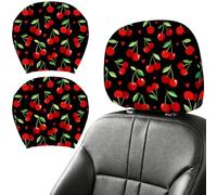 DELORIGIN 2PCS Cherry Love Car Headrest Cover Elastic Car Seat Headrest Protector Universal Washable Auto Head Rest Pillow Cover for Suv Sedan Van Truck Women Men Vehicle Interior Accessories Gift