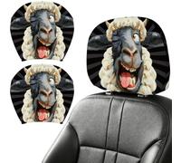 DELORIGIN 2PCS Crazy Sheep Car Headrest Cover Funny Elastic Car Seat Headrest Protector Universal Washable Auto Head Rest Pillow Cover for Suv Sedan Van Truck Women Men Vehicle Interior Gift