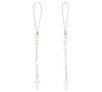 DELORIGIN 2pcs Cross Car Hanging Ornament Sun Catcher Rearview Mirror Charm Car Mirror Pendant with Heart Star Shell Beads Cross Crystal Bead Hanging Accessories for Bag Window Car Mirror Garden