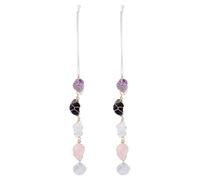 DELORIGIN 2Pcs Crystal Sea Shells Car Decor Ocean Brass Wire Wrapped Stone Car Hanging Ornaments Summer Boho Coastal Themed Car Charm Accessories Pendant for Rear View Mirror Home Bag Decorations