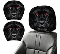 DELORIGIN 2PCS Dark Lion Car Headrest Cover Elastic Universal Car Seat Headrest Cover Washable Auto Head Rest Pillow Protector for All Cars SUV Sedan Truck Vehicle Interior Decor Accessories Gift